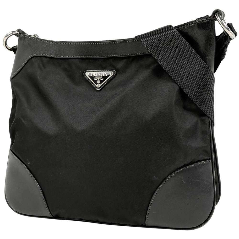 Prada Plate Shoulder Bag Black